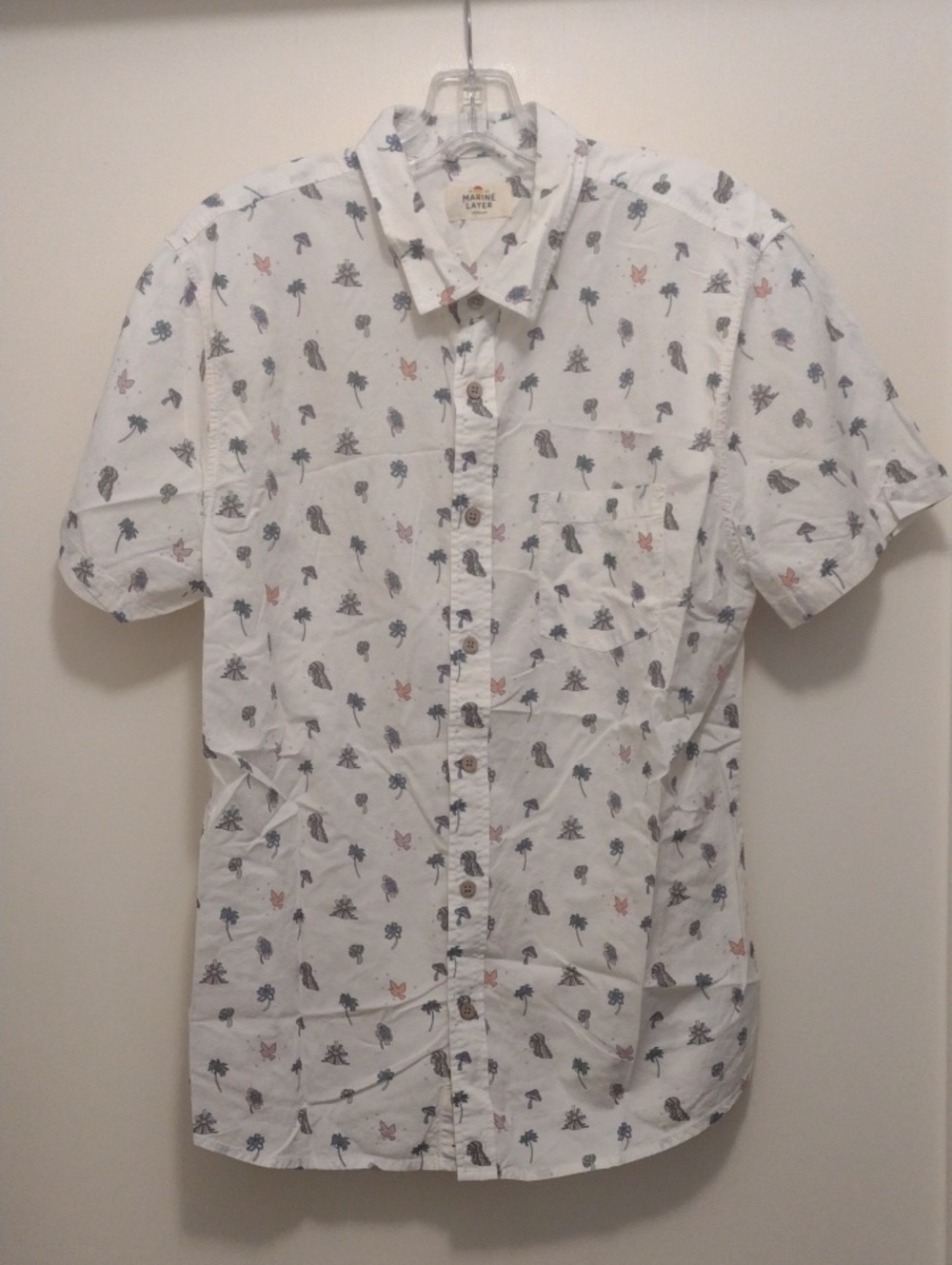Marine Layer White Tropical Print Polo Shirt (J1179)